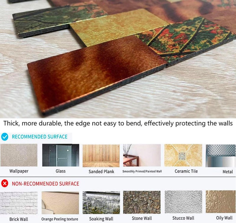 weimeisc 10-Sheet Peel and Stick Backsplash Tile for Kitchen, Self-Adhesive Backsplash Tile, Stick on Bathroom Vanities，Fireplace, Laundry Table (Print-5) - Image 4